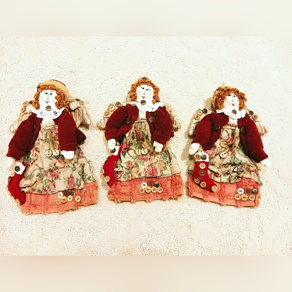 Like NEW A Lot of Three Christmas  Angels Decor Decoration Hang On Tree